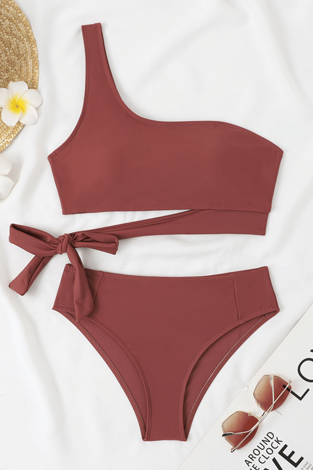 Evelisse | Biquíni Um Ombro Acolchoado Rosé