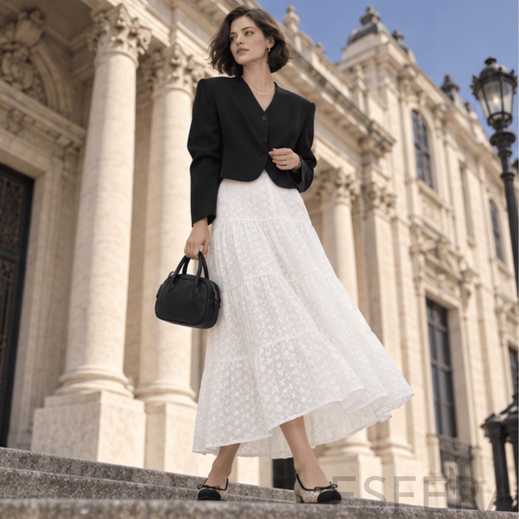Blazer Mulher Curto Elegante com Botões Preto