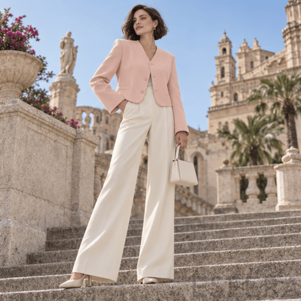 Blazer Mulher Curto Elegante com Botões Rosa