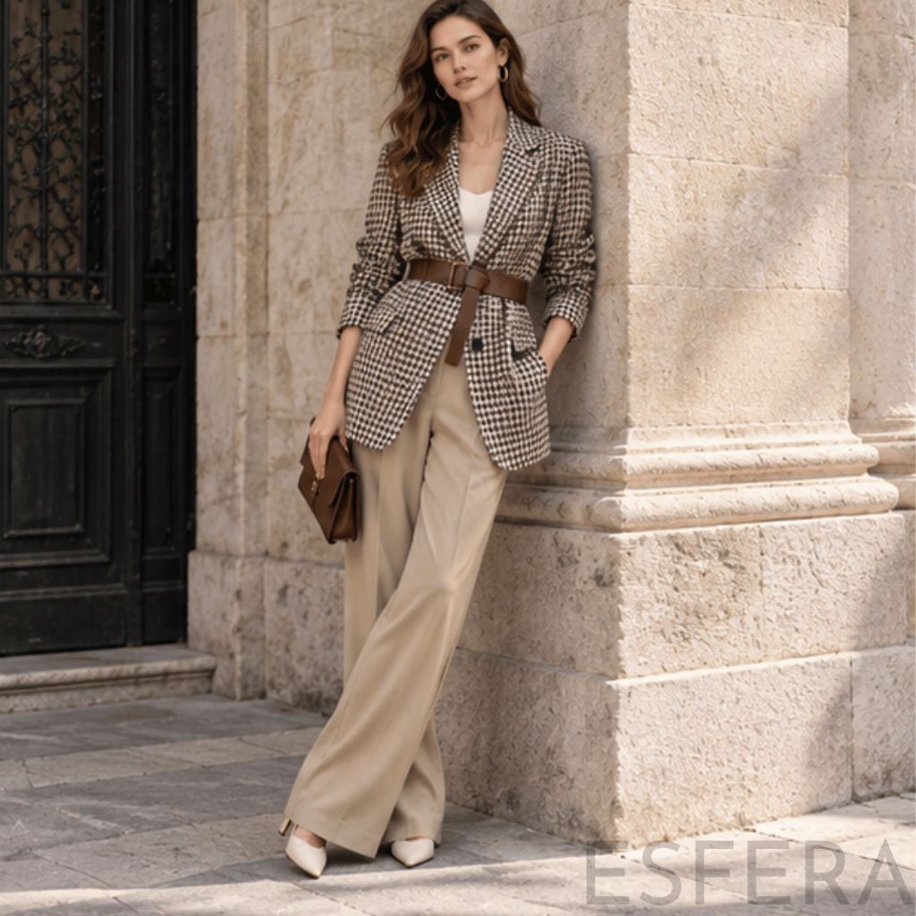 Blazer Mulher Xadrez Oversized | Castanho