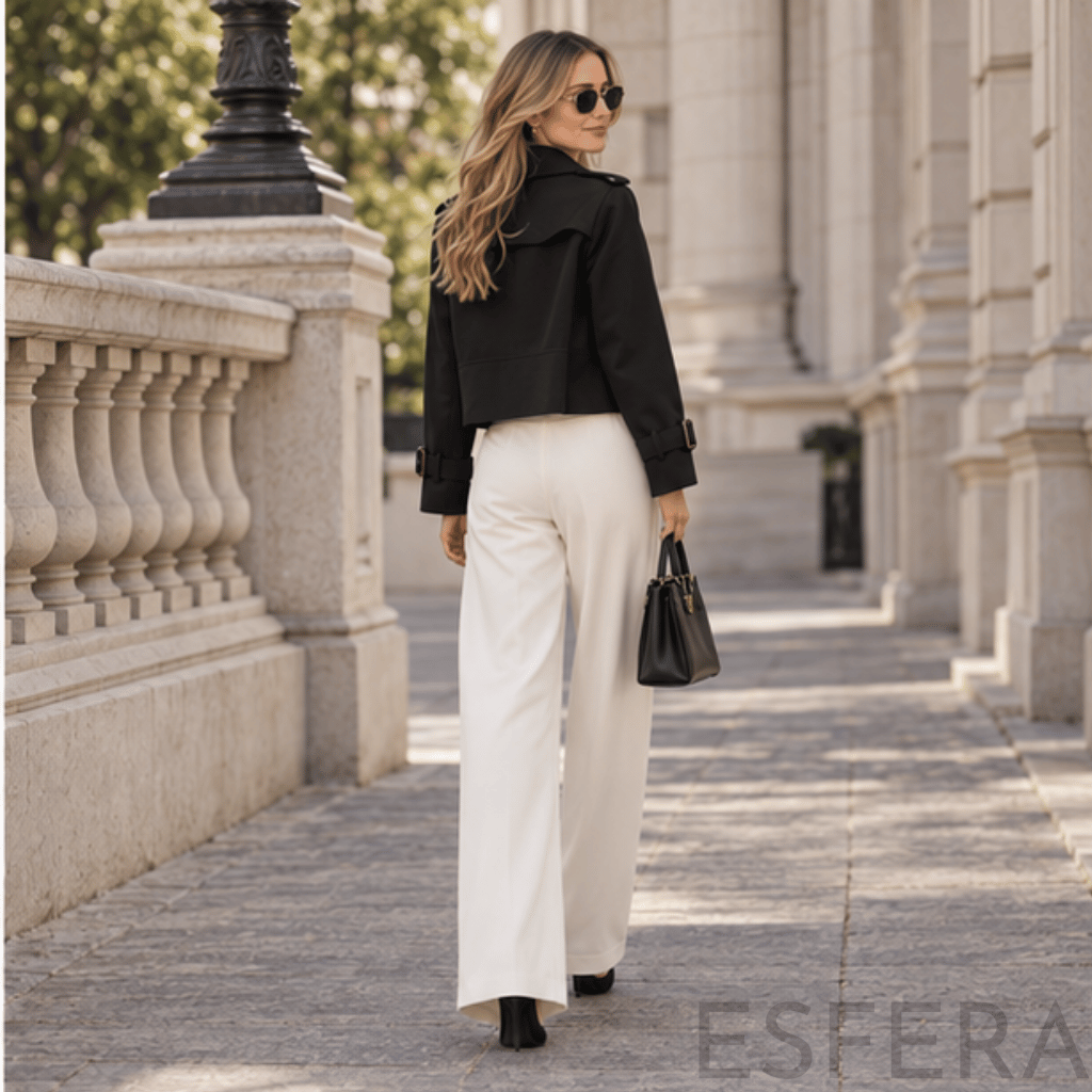 Casaco Trench Mulher Curto Trespassado Preto