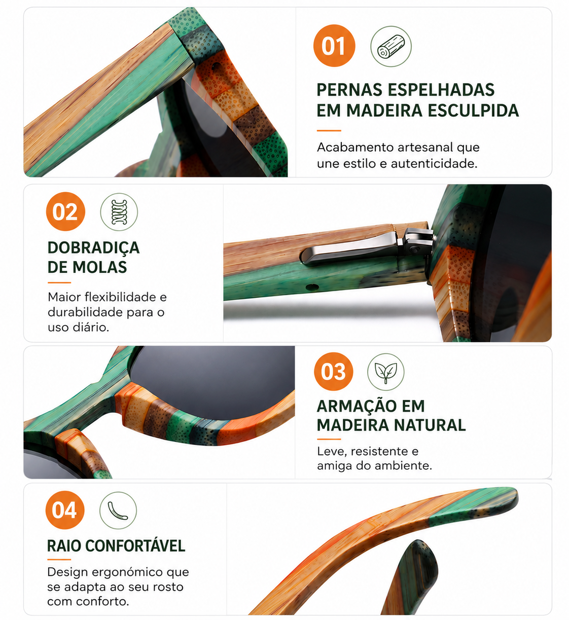 Chiara | Gafas de Sol Bambú Polarizadas UV400 Espejadas