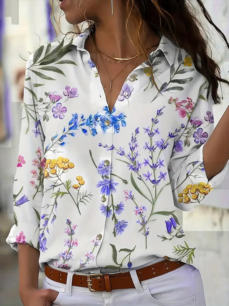 Noemie | Camisa Slim Manga Longa Lapela