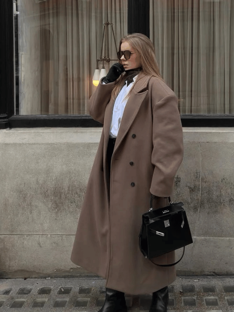 Sobretudo Mulher Oversized Castanho