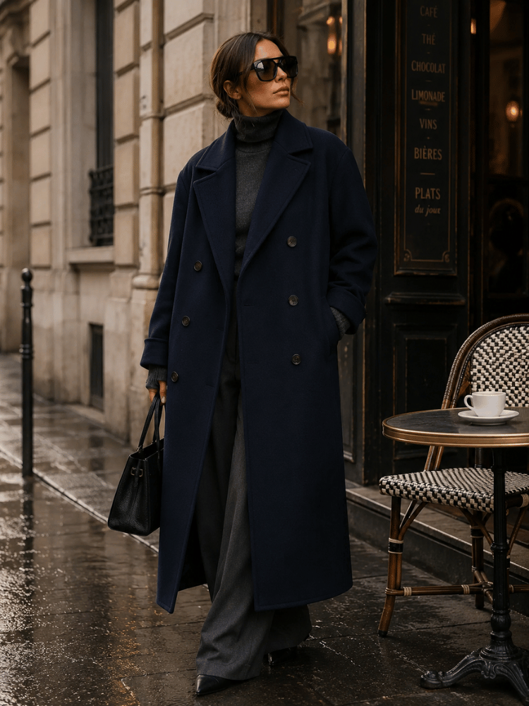 Sobretudo Mulher Oversized Azul Navy