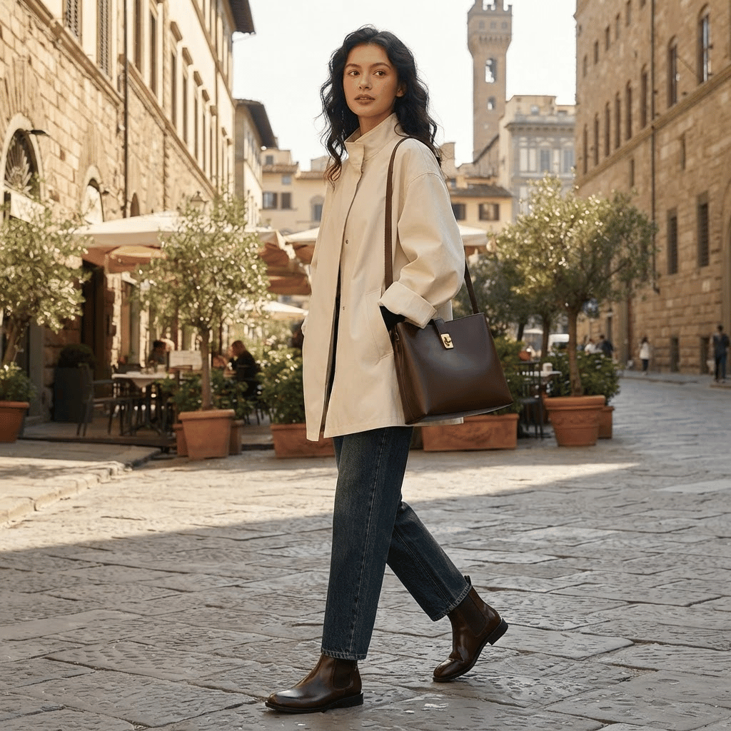Trench Coat Mulher Oversized com Gola Alta e Lapela Off White