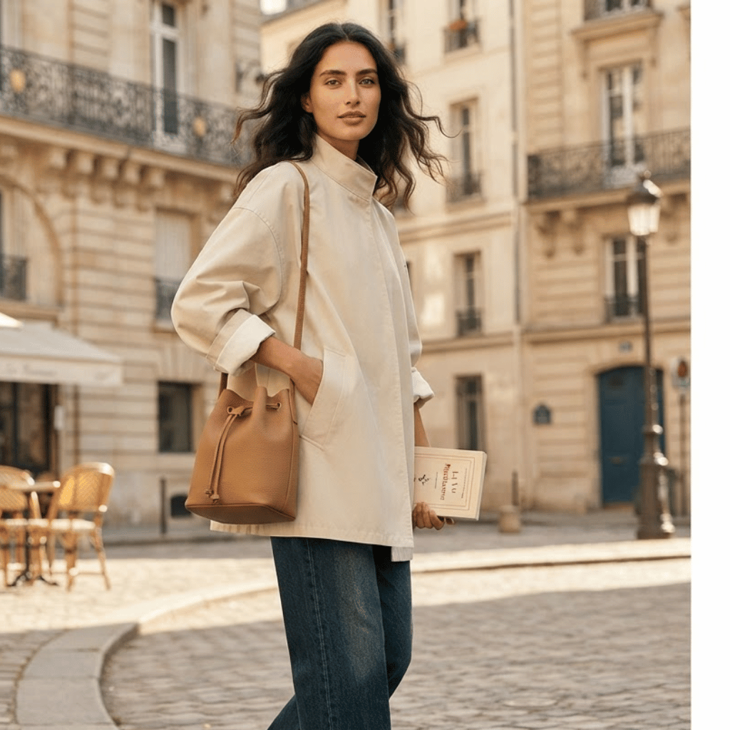 Trench Coat Mulher Oversized com Gola Alta e Lapela Off White