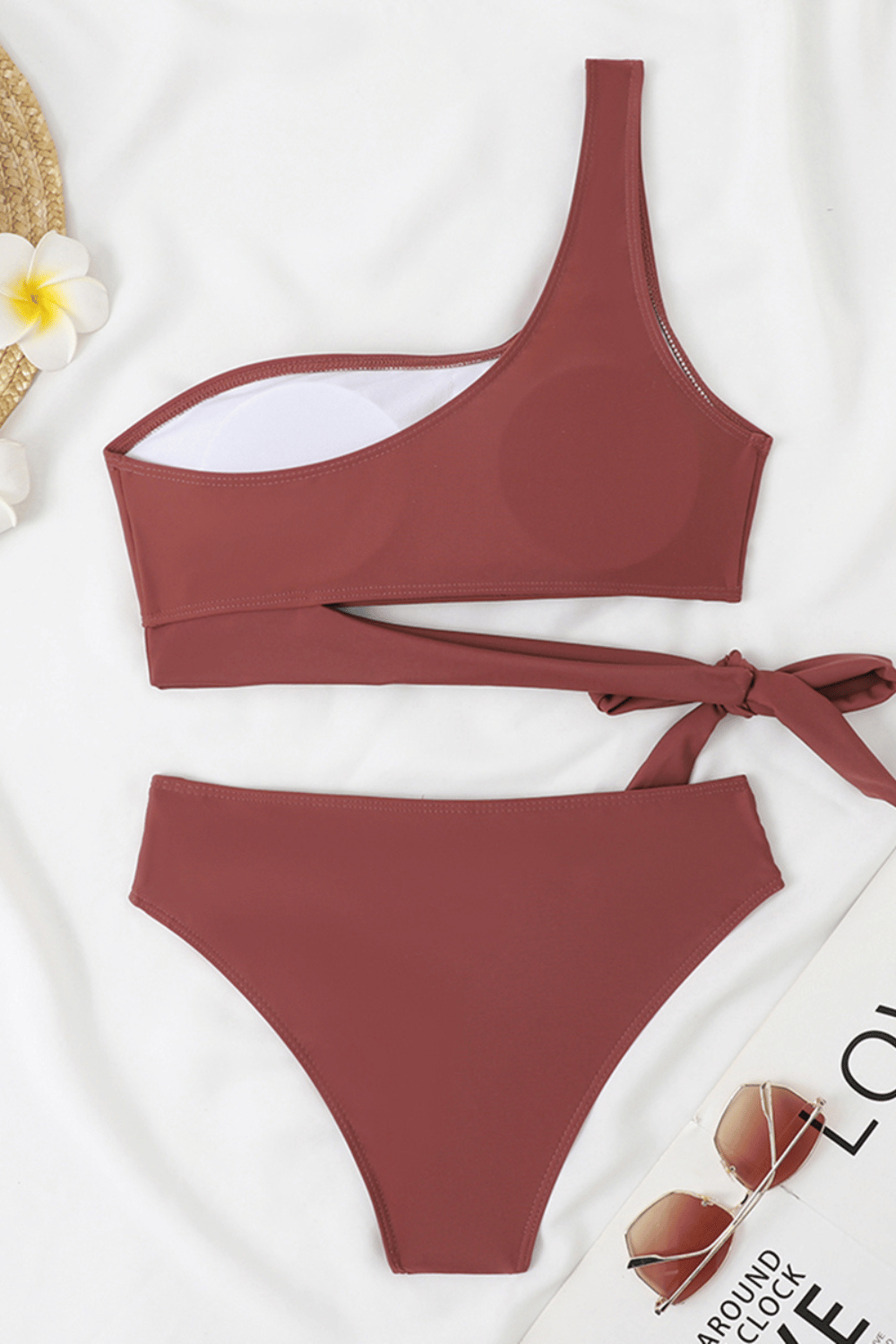 Evelisse | Biquíni Um Ombro Acolchoado Rosé