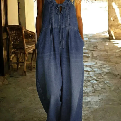 Alessia | Macacão Denim Pernas Largas