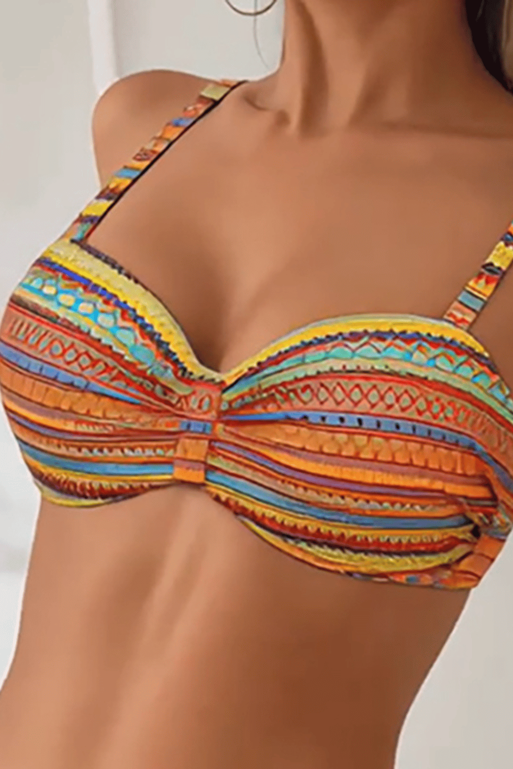 Aveline | Biquíni Estampado Laço Lateral Cintura Alta Costas Abertas