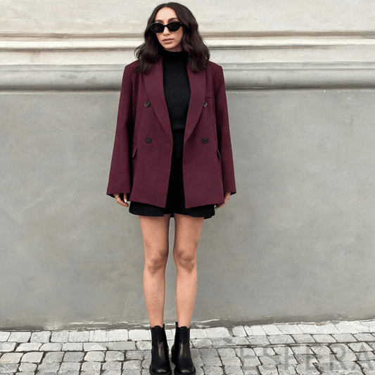 Blazer Mulher Longo Claret de Corte Elegante