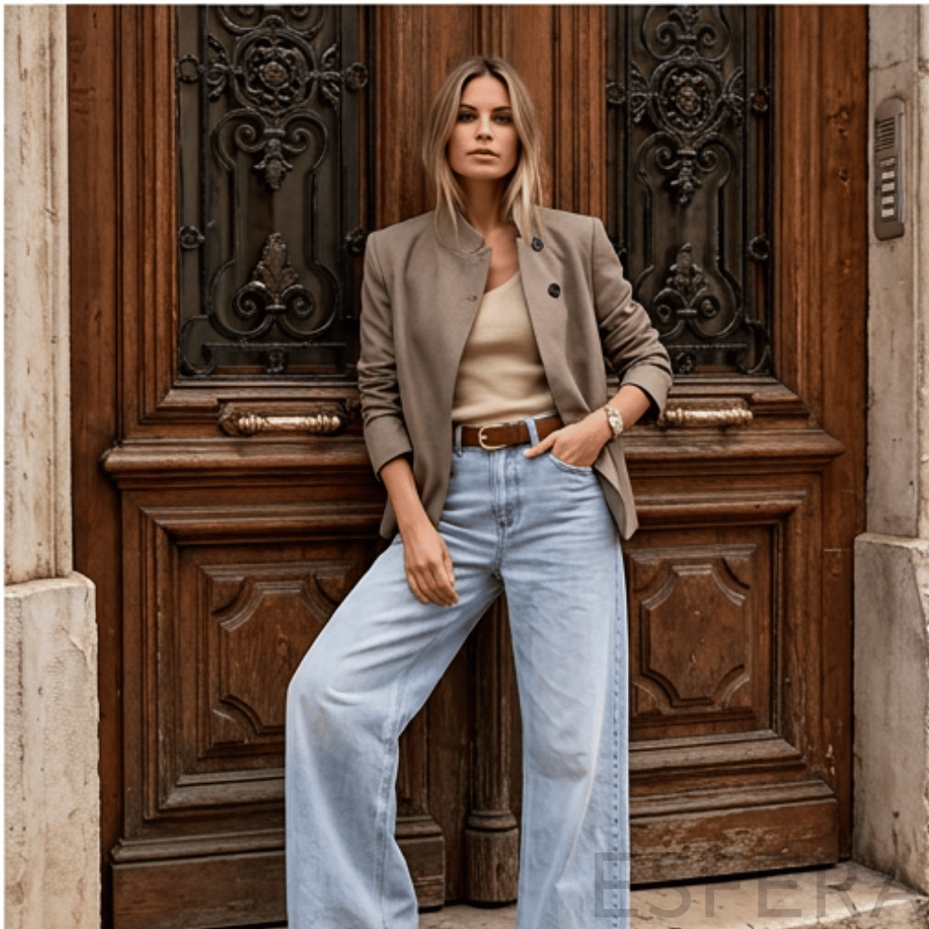 Blazer Mulher com Gola Alta e Botões Caqui