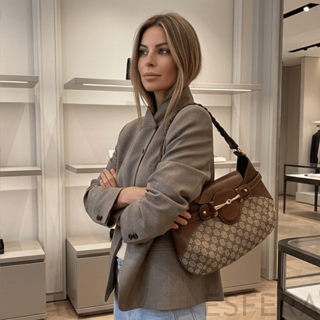 Blazer Mulher com Gola Alta e Botões Caqui