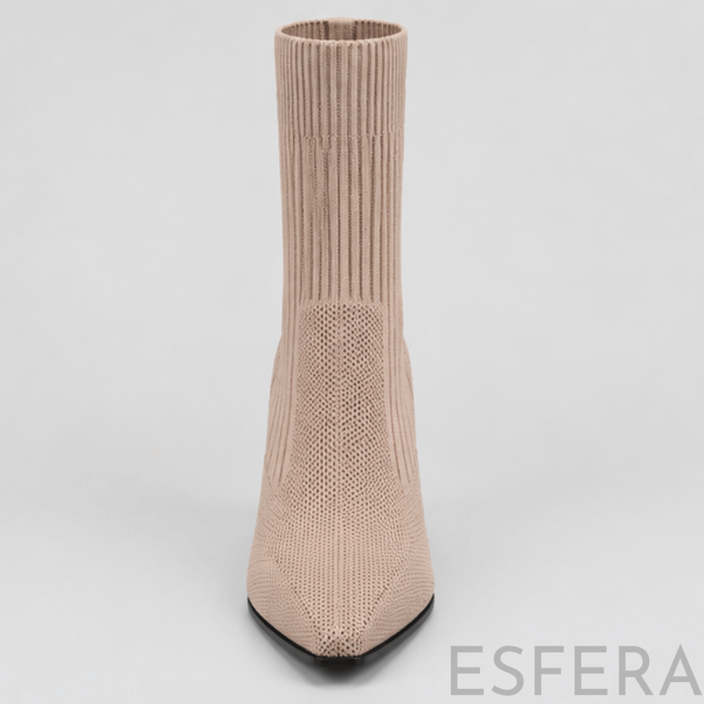 Bota Mulher Cano Curto com Salto Quadrado Caqui