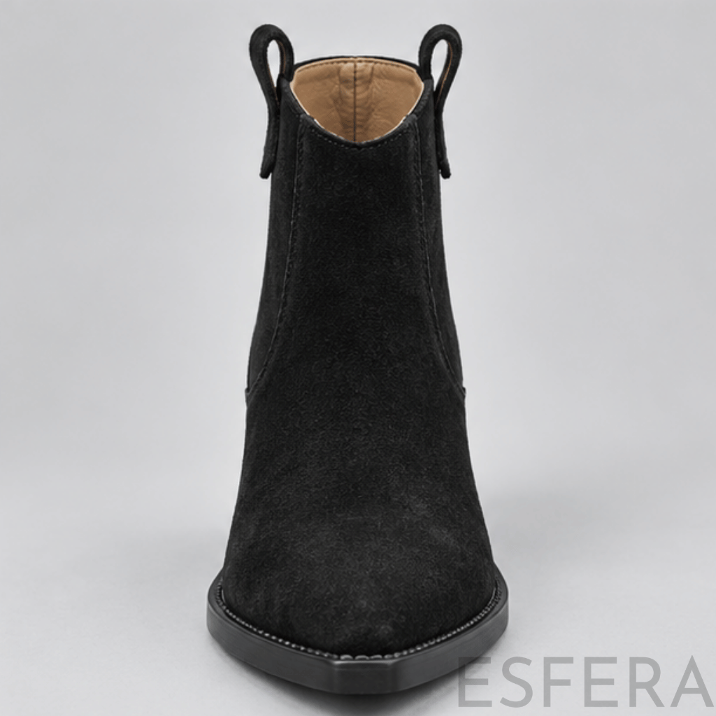 Bota Mulher Western com Salto Bloco e Bico Fino Preto