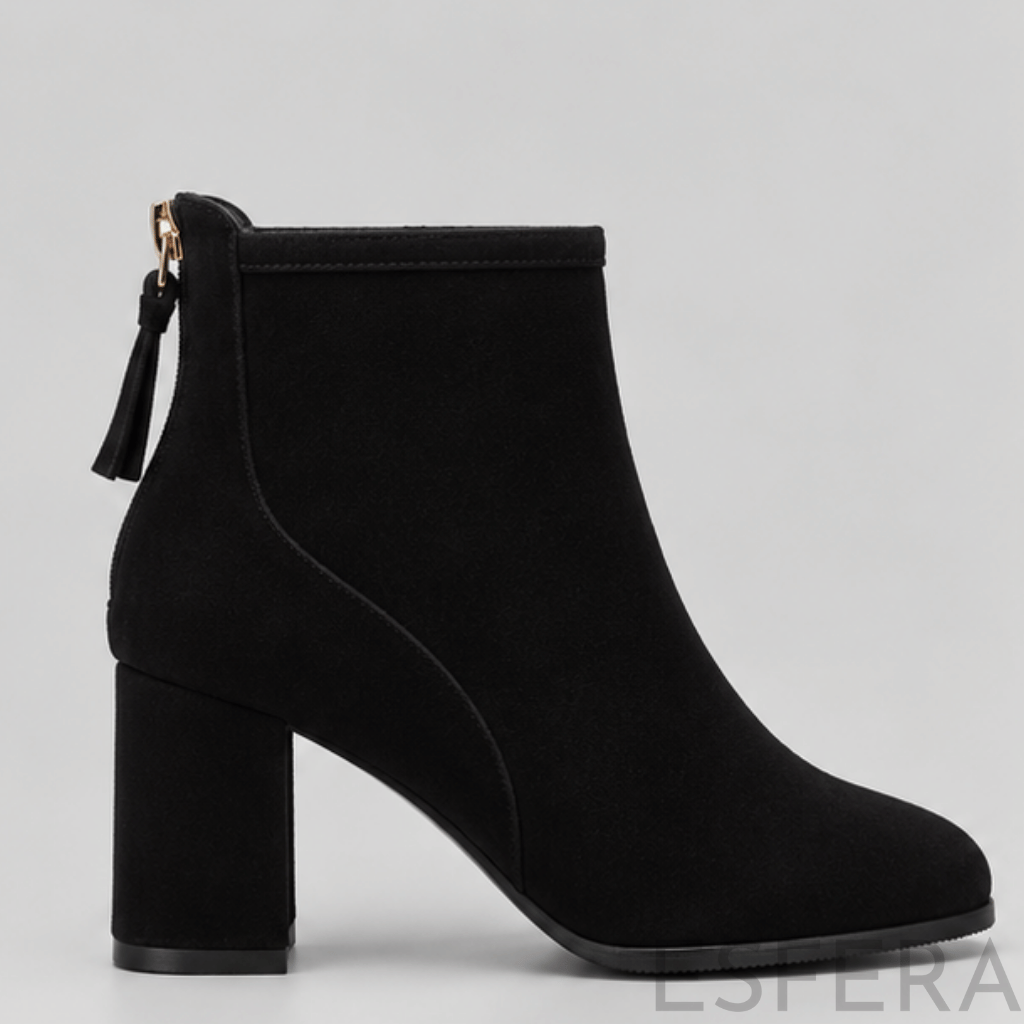 Bota Mulher de Tornozelo com Salto Alto Preto