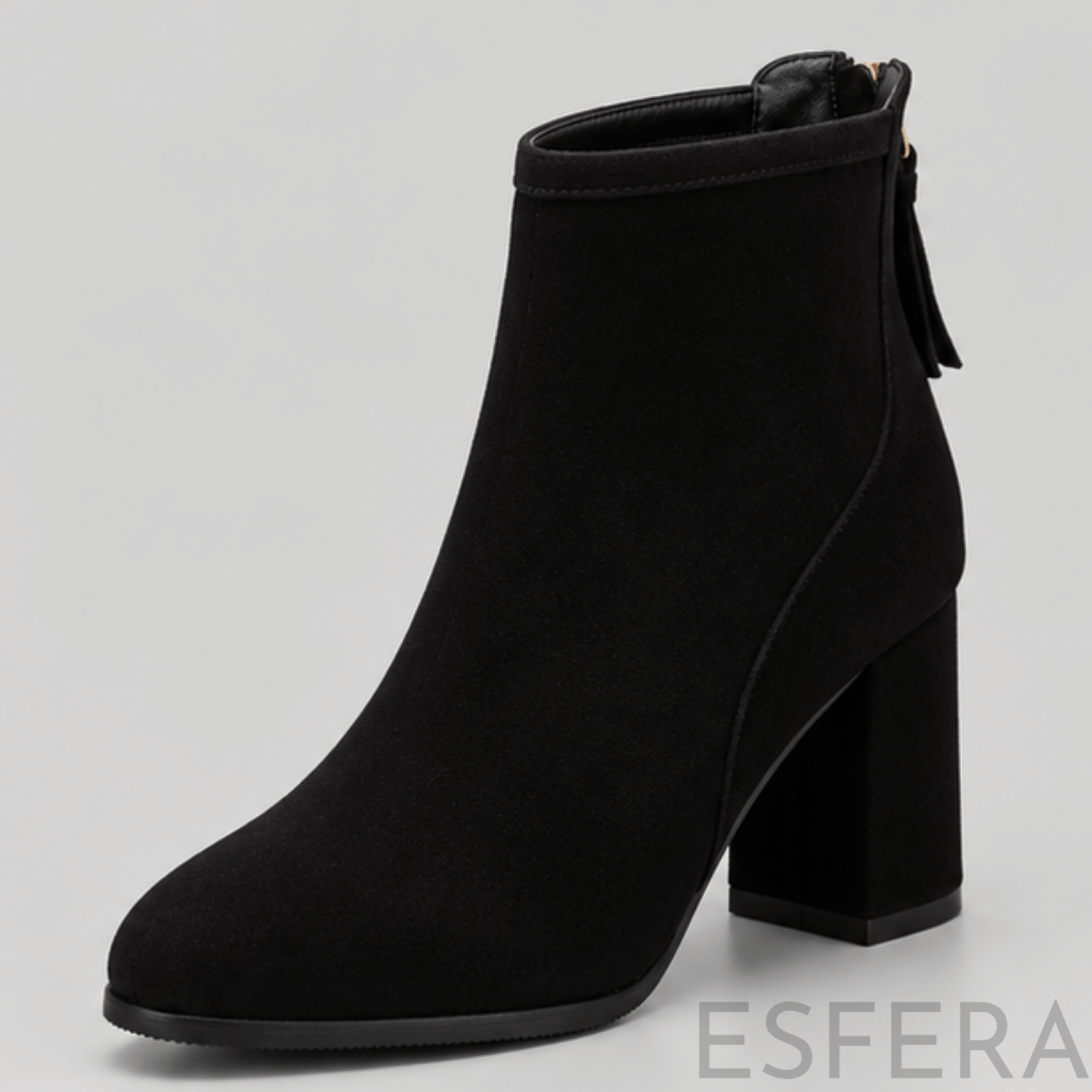 Bota Mulher de Tornozelo com Salto Alto Preto