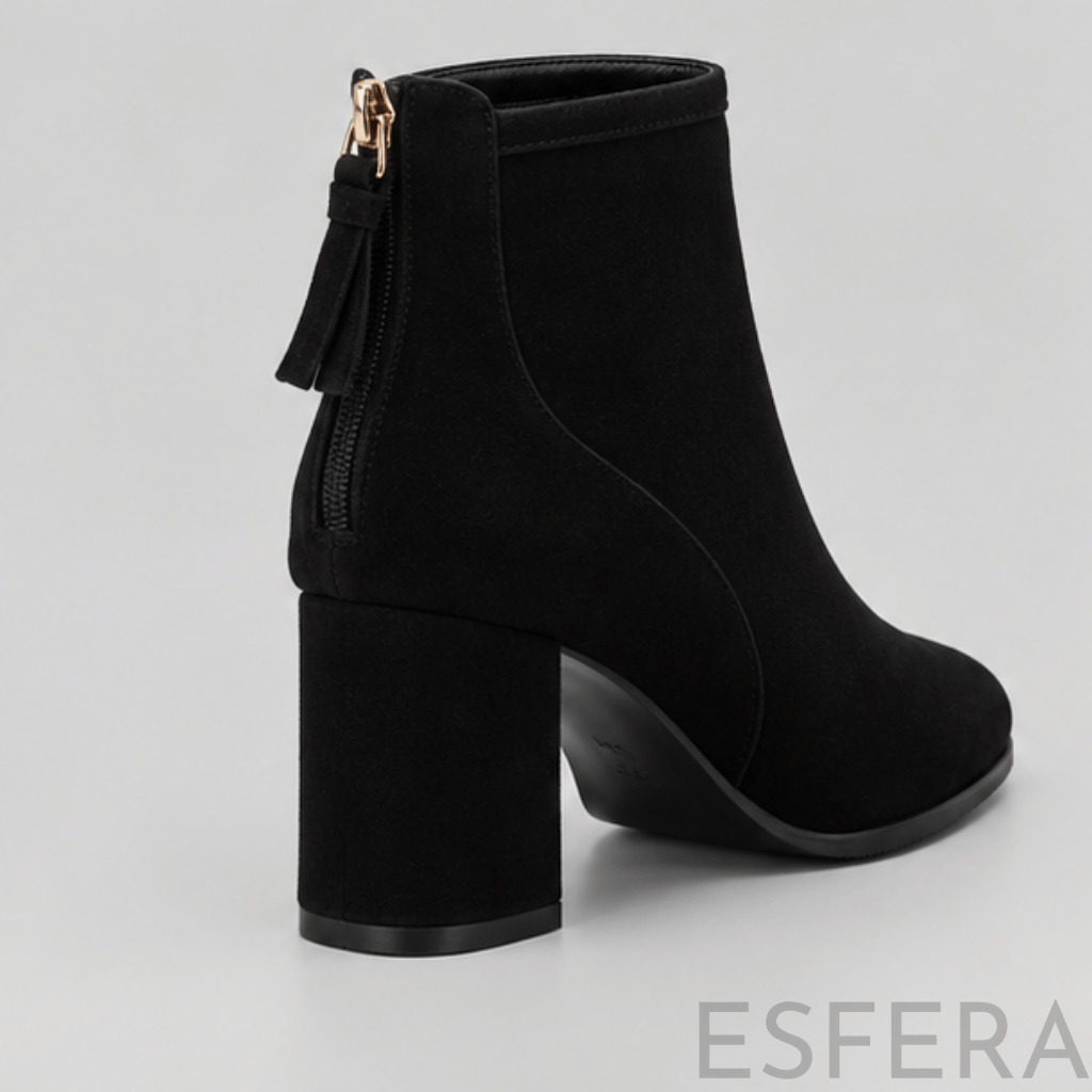 Bota Mulher de Tornozelo com Salto Alto Preto