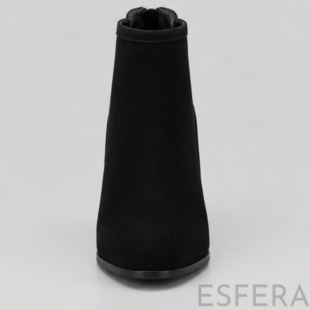 Bota Mulher de Tornozelo com Salto Alto Preto