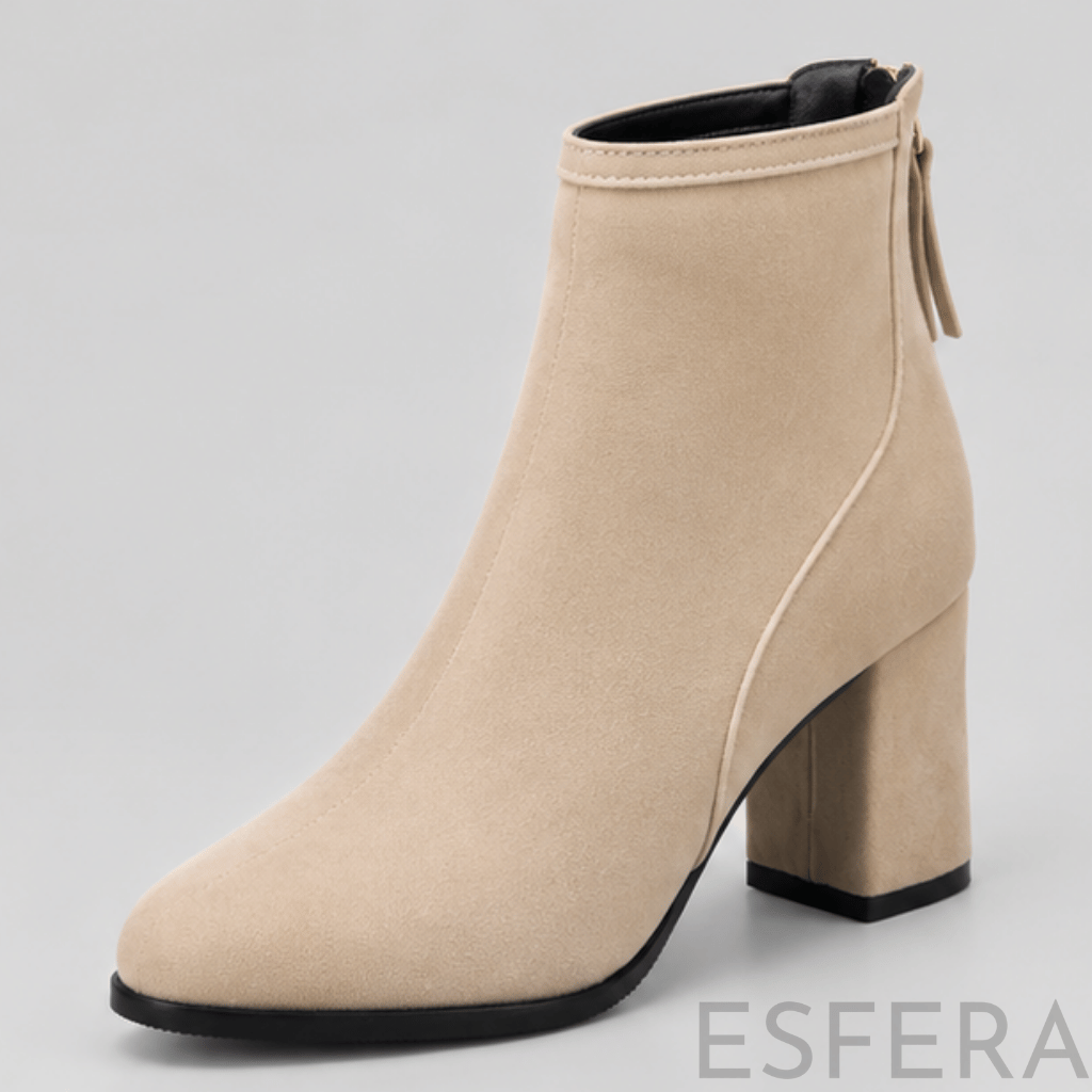 Bota Mulher de Tornozelo com Salto Alto | Bege