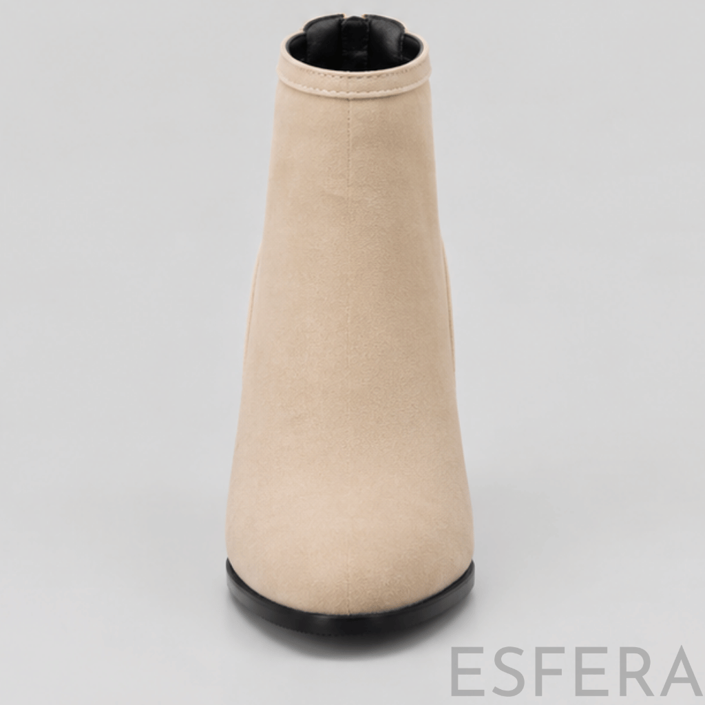 Bota Mulher de Tornozelo com Salto Alto | Bege