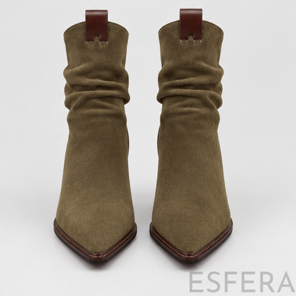 Bota Mulher em Nobuck com Salto Quadrado Verde