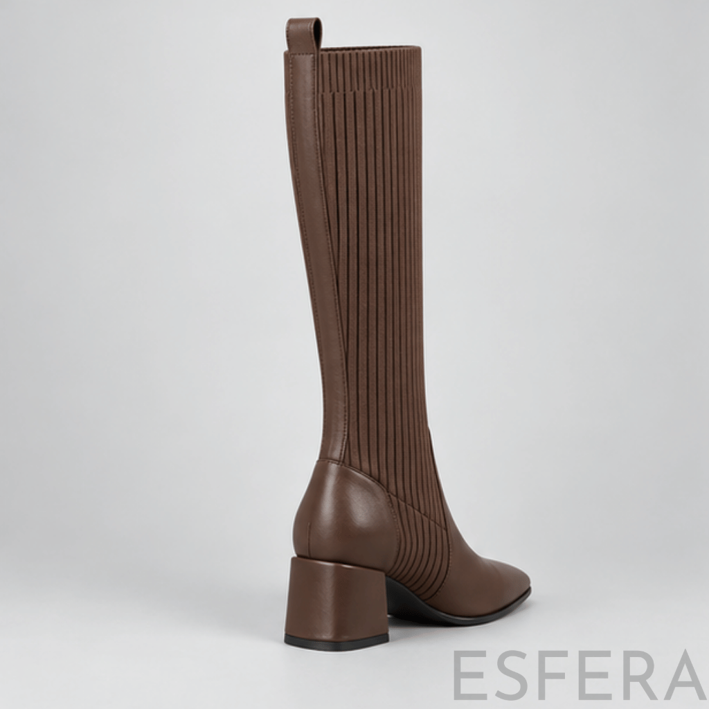 Bota de Cano Alto para Mulher com Salto Grosso Castanho