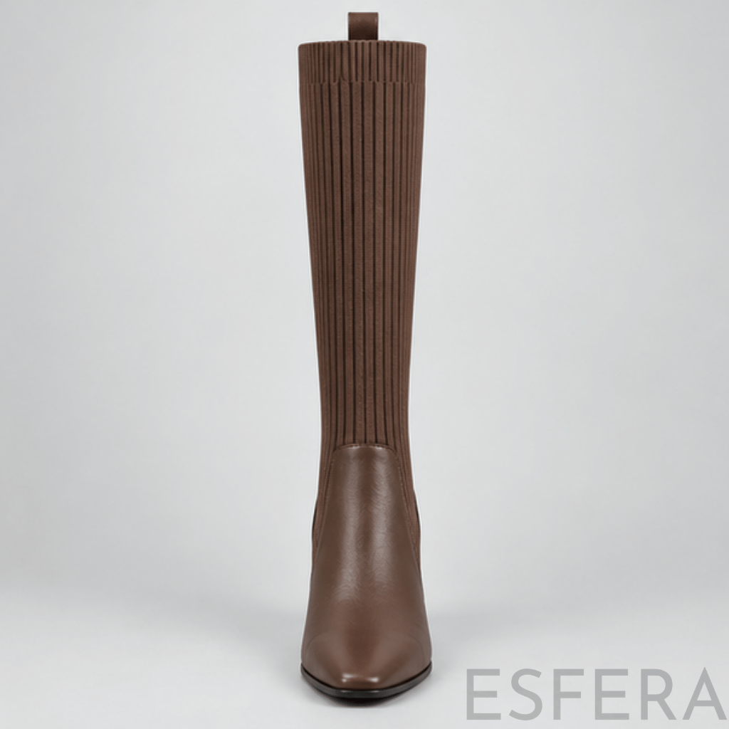 Bota de Cano Alto para Mulher com Salto Grosso Castanho