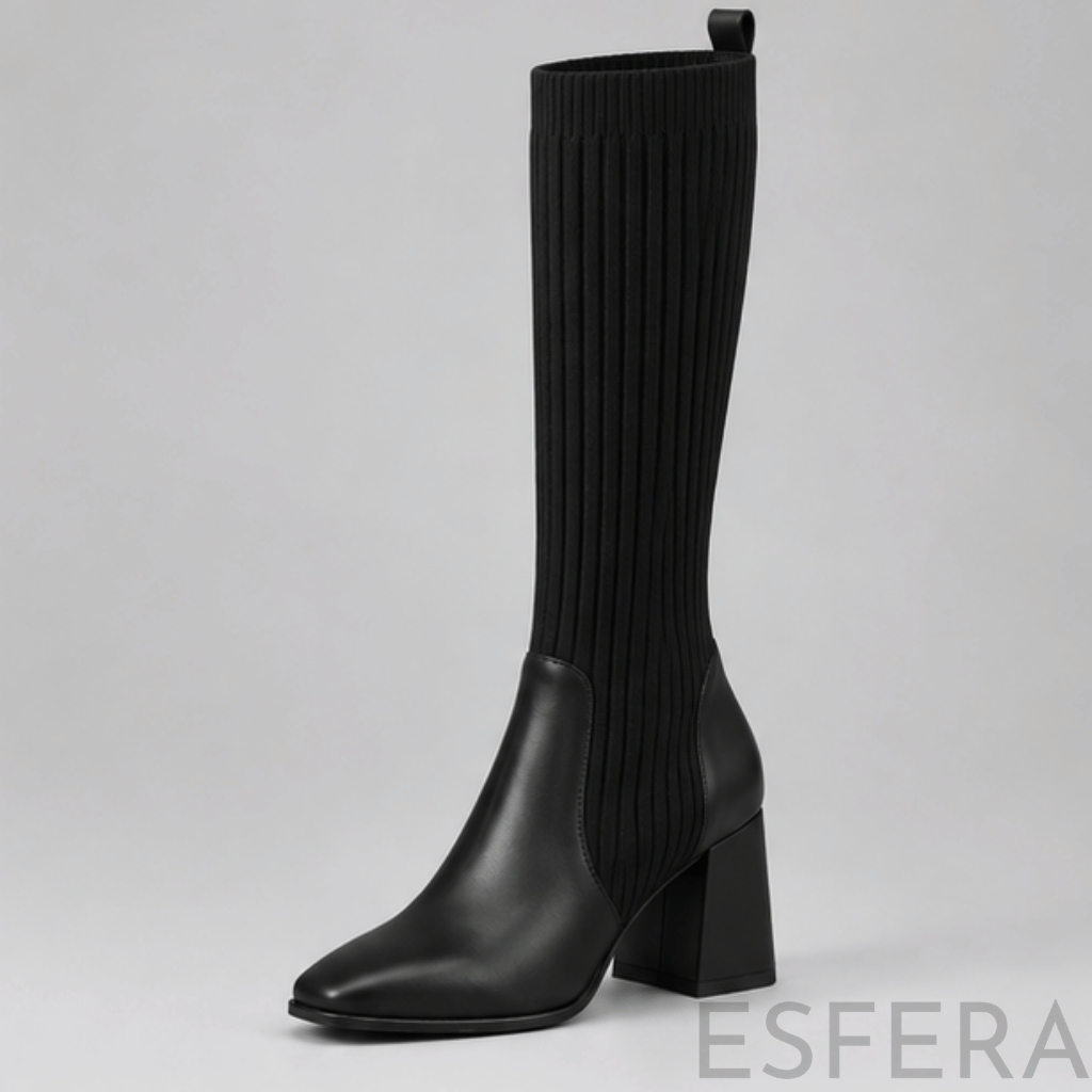 Bota de Cano Alto para Mulher com Salto Grosso | Preto