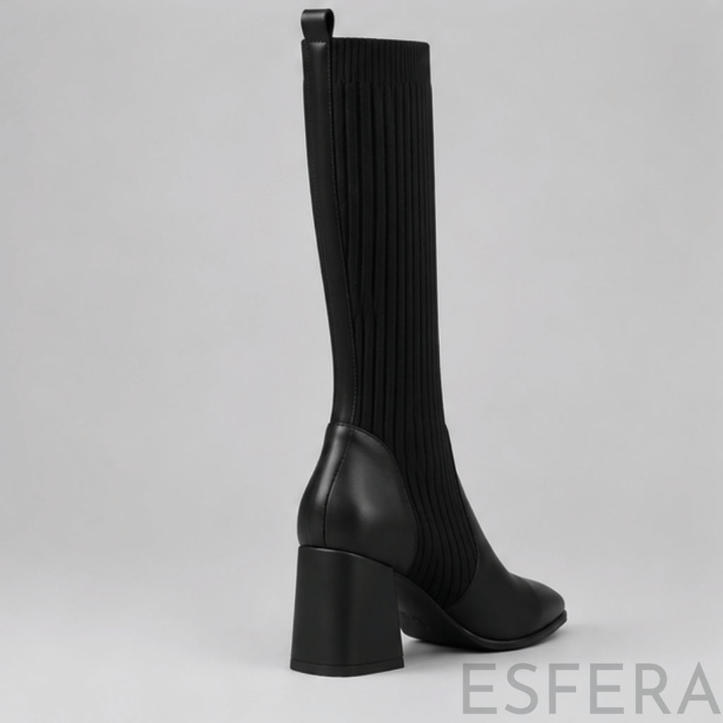 Bota de Cano Alto para Mulher com Salto Grosso | Preto