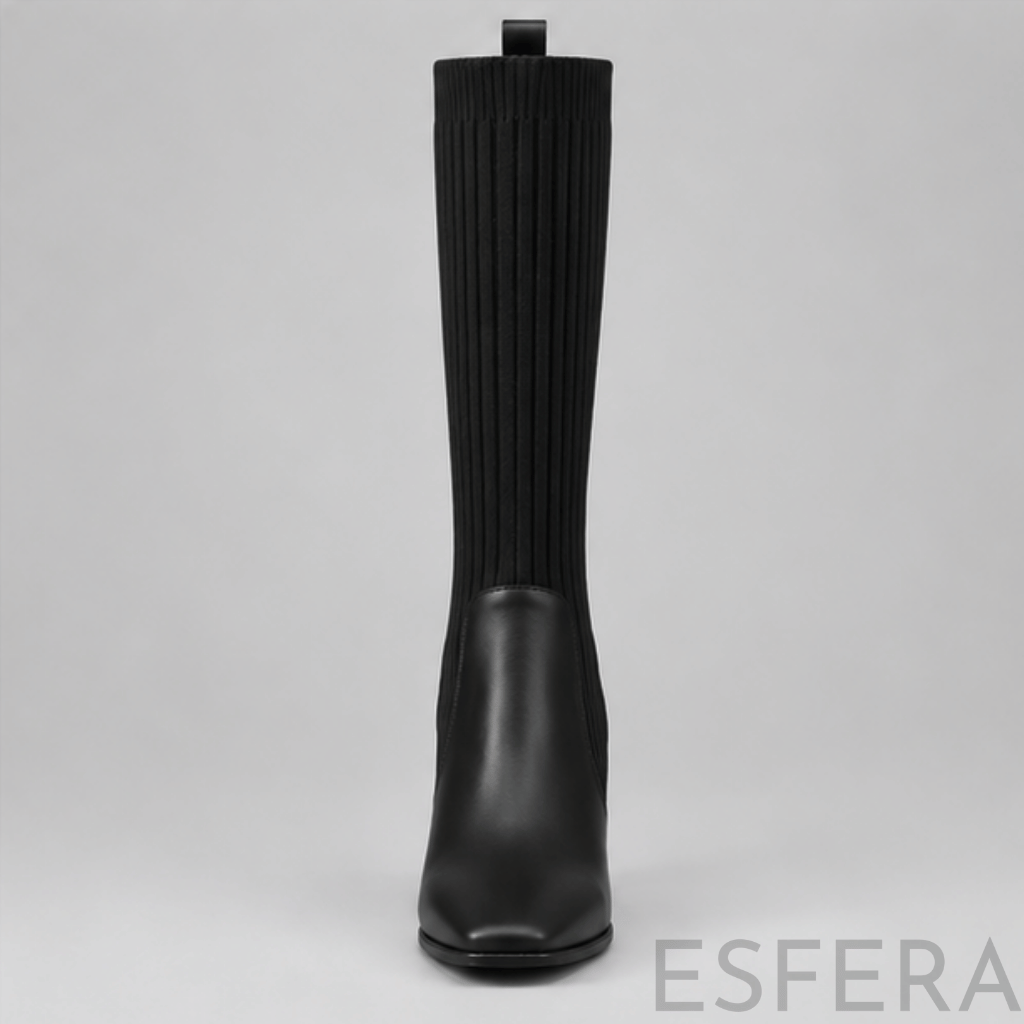 Bota de Cano Alto para Mulher com Salto Grosso | Preto