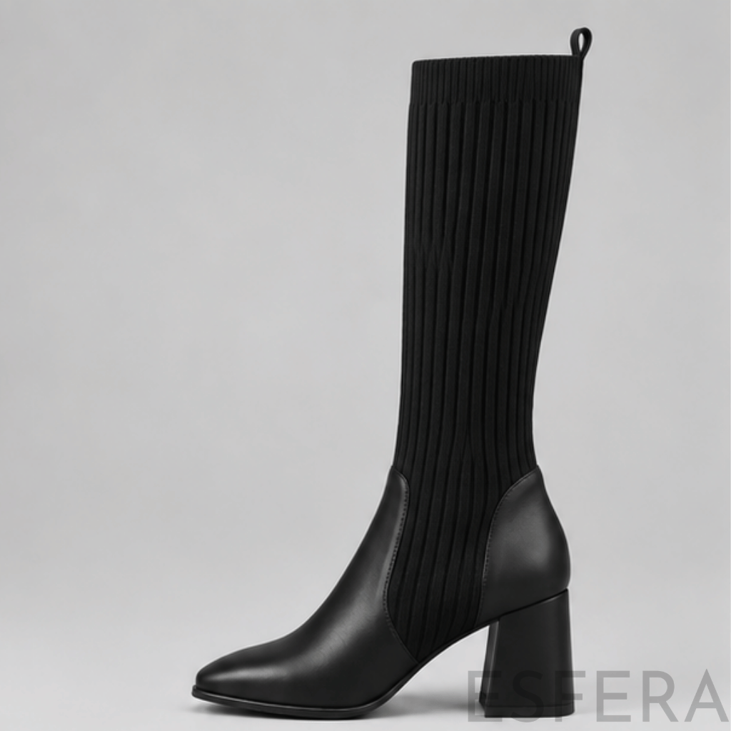 Bota de Cano Alto para Mulher com Salto Grosso | Preto