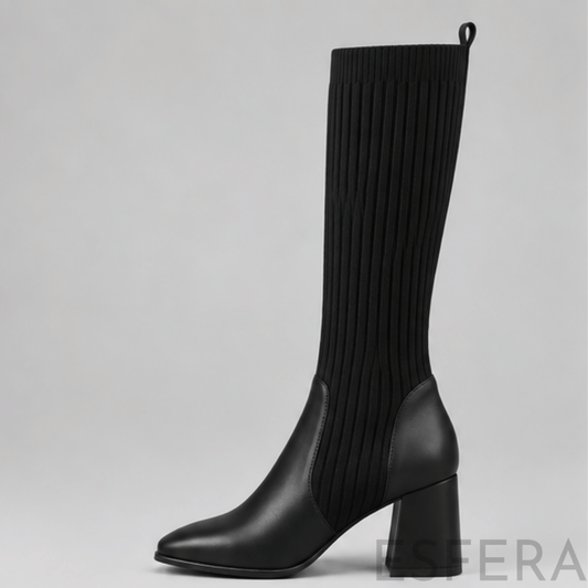 Bota de Cano Alto para Mulher com Salto Grosso | Preto