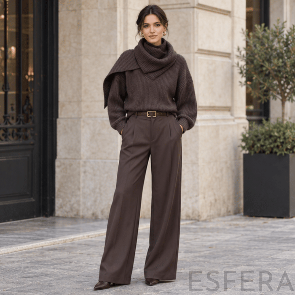 Camisola Mulher de Malha com Gola Cachecol