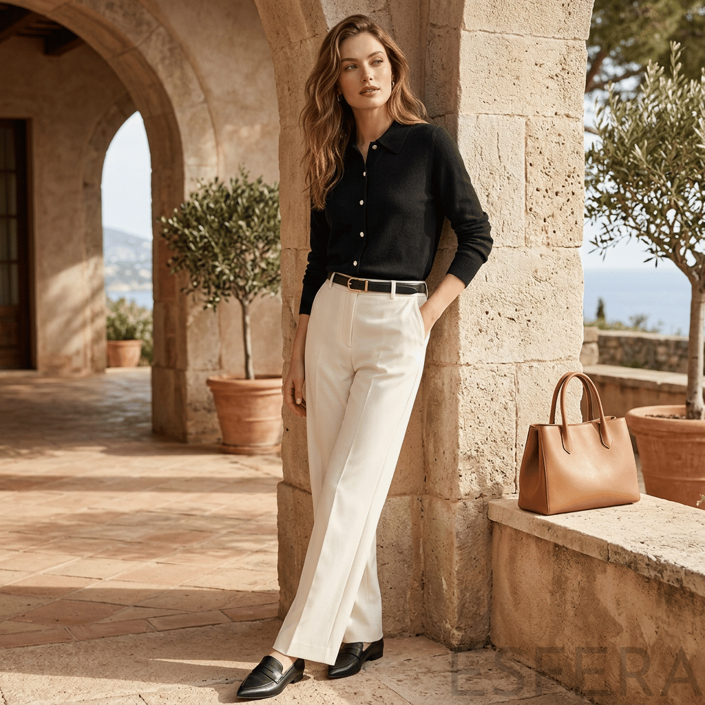 Cardigan Mulher de Malha com Gola Polo Preto