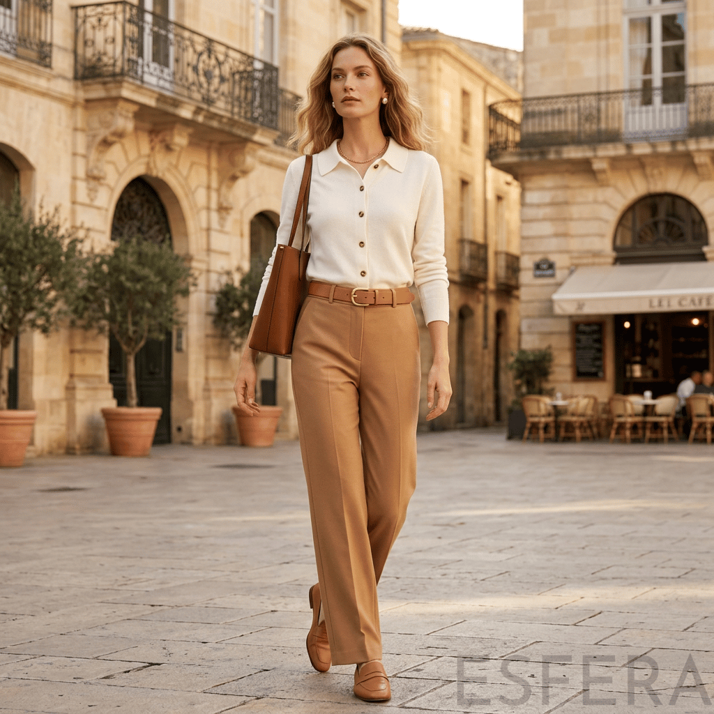 Cardigan Mulher de Malha com Gola Polo Branco