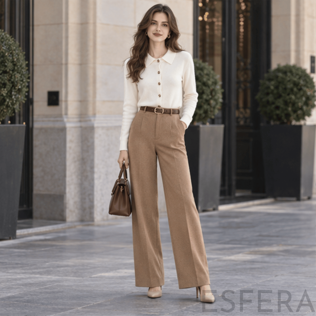Cardigan Mulher de Malha com Gola Polo Branco