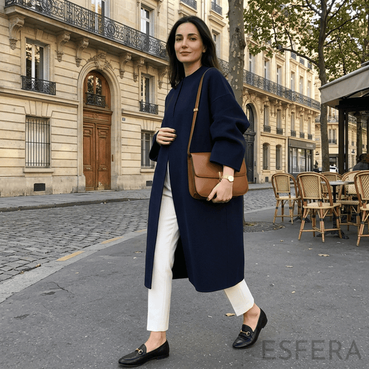Casaco Mulher Sobretudo de Corte Solto Azul