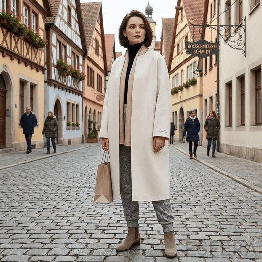Women's White Loose-Fit Overcoat