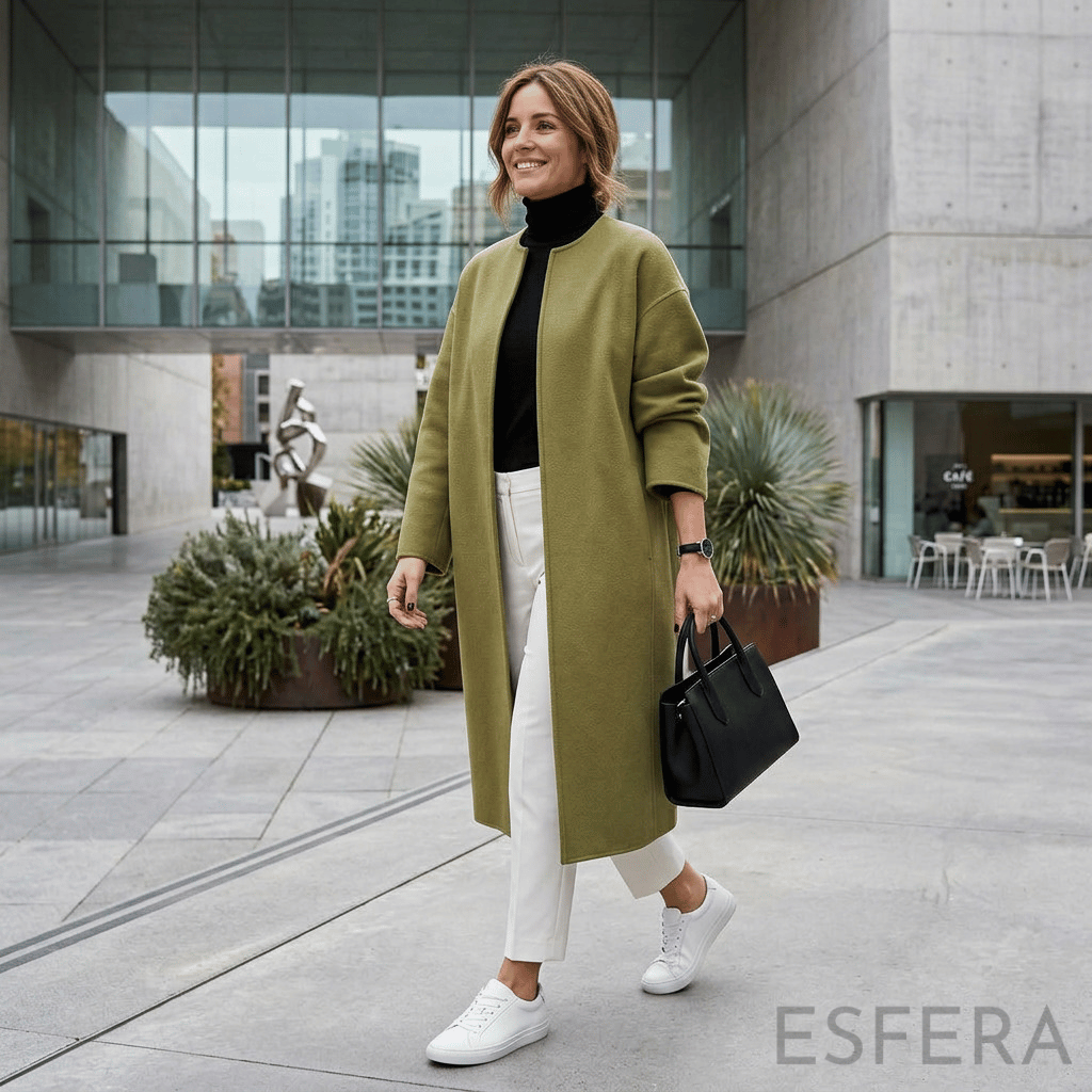 Casaco Mulher Sobretudo de Corte Solto Verde
