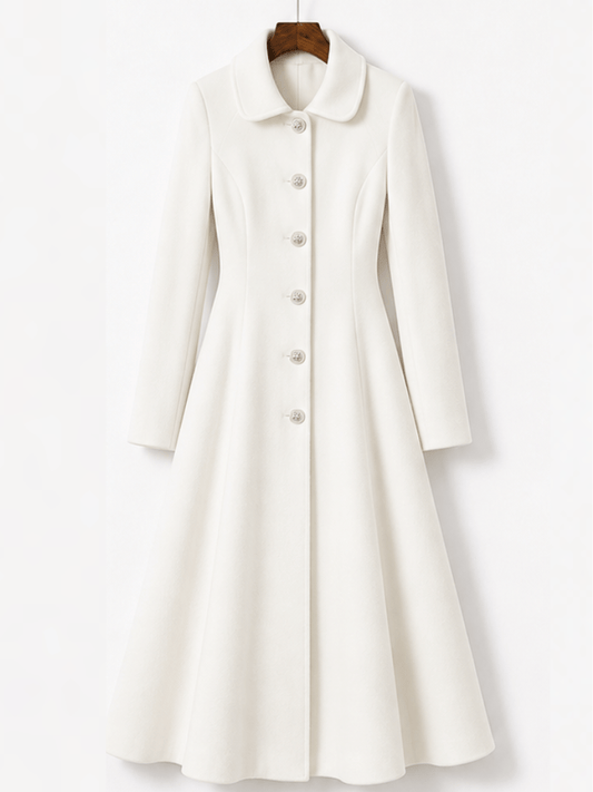 Women's Off-white Wool A-line Overcoat