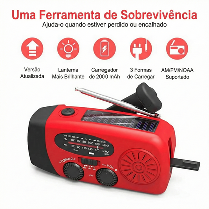 Rádio de emergência 5-em-1 com dínamo