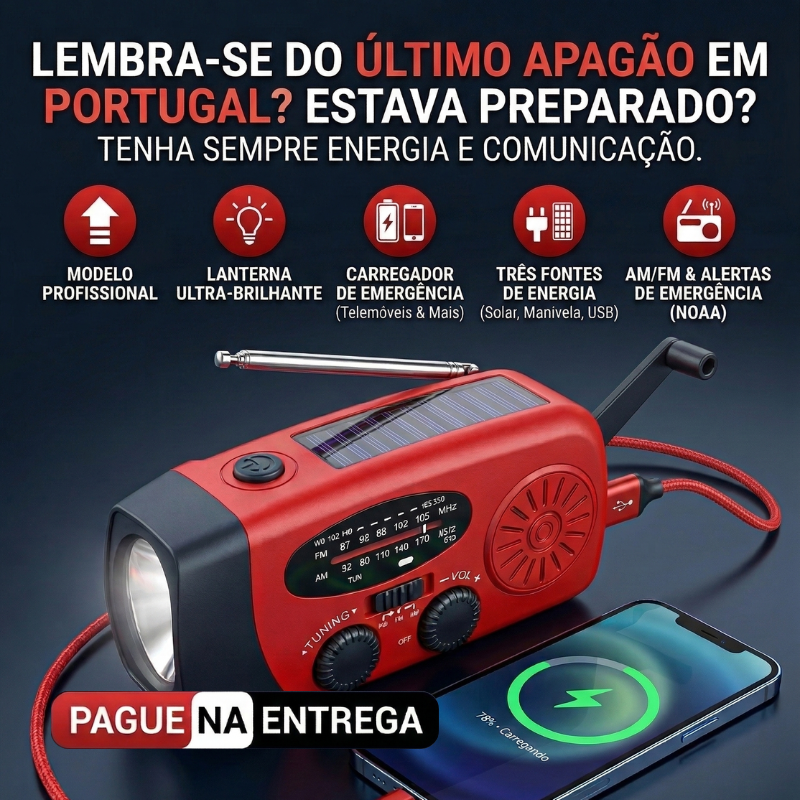 Rádio de emergência 5-em-1 com dínamo