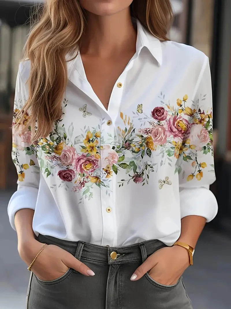 Noemie | Camisa Slim Manga Longa Lapela