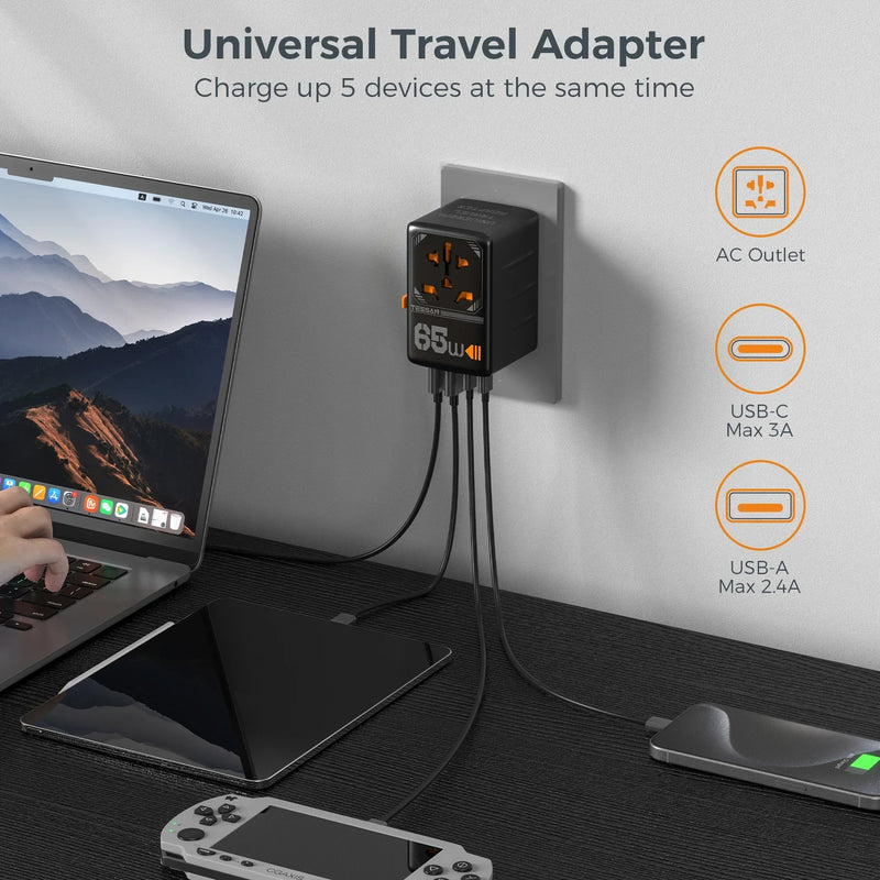 Adaptador de Viagem Universal 65W