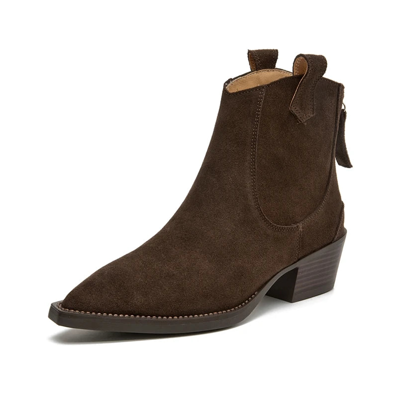 Bota Mulher Western com Salto Bloco e Bico Fino
