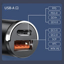 Mini Carregador de Carro USB Tipo C – Carregamento Rápido PD/QC