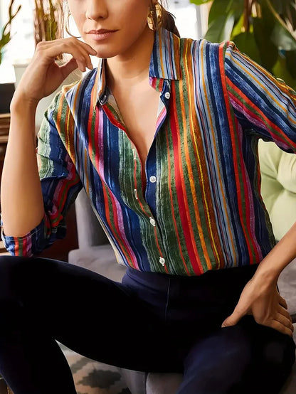 Noemie | Camisa Slim Manga Longa Lapela