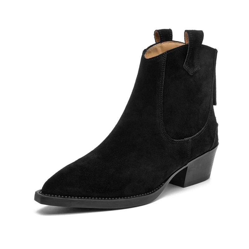 Bota Mulher Western com Salto Bloco e Bico Fino