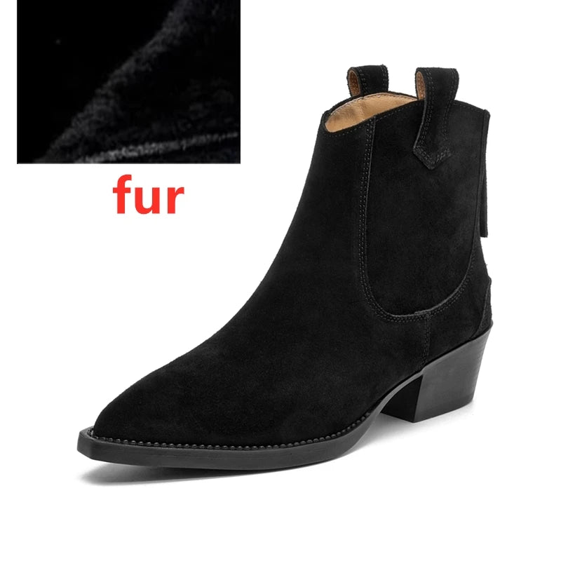 Bota Mulher Western com Salto Bloco e Bico Fino